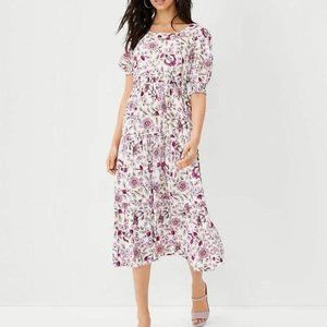 ANN TAYLOR FLORAL TIERED MIDI DRESS New